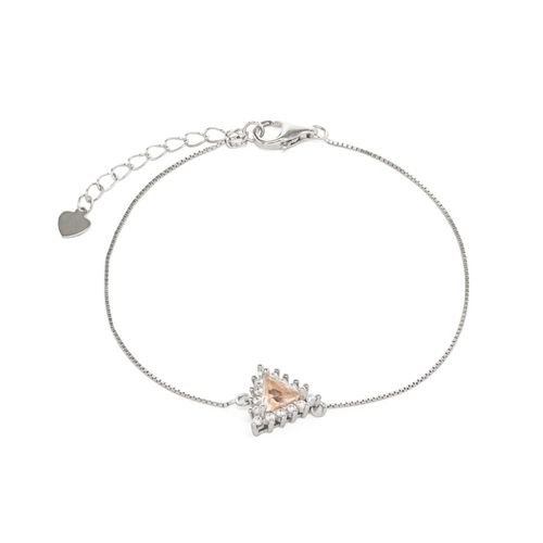 Pulseira pirâmide cristal morganita zircônia branca prata 925