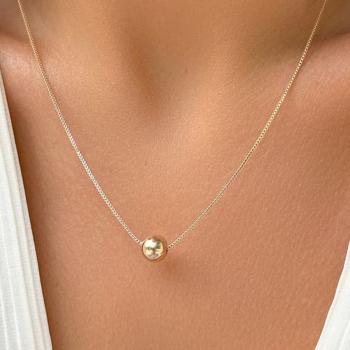 Colar liso esfera 8 mm 52 cm banho de ouro 18k