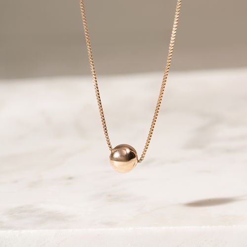 Colar liso esfera 8 mm 52 cm banho de ouro 18k