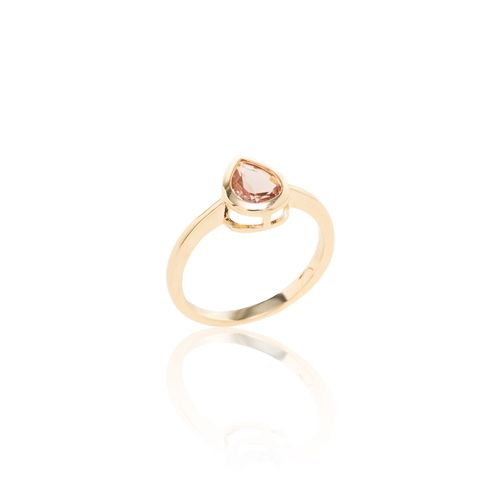 Anel gota cristal topázio fumê banho de ouro 18k