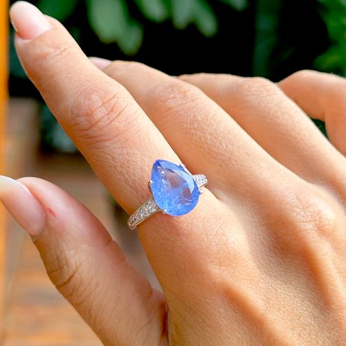 Anel Fusion Tanzanita Gota Prata 925 aro 22