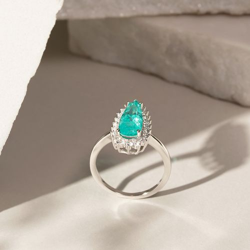 Anel gota longa bordada fusion turmalina prata 925