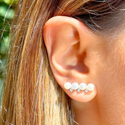 Brinco ear cuff pérola de água doce prata 925