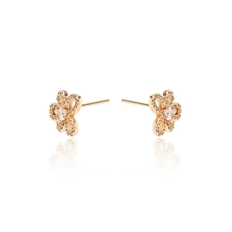 Brinco-Flor-Zirconia-Champanhe-Petalas-Banho-de-Ouro-18K