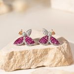 Brinco-vespa-mosaico-cristal-turmalina-rosa-cravacao-invisivel-banho-de-rodio-branco-