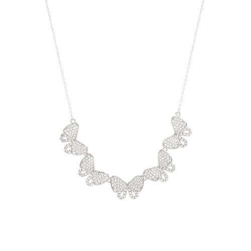 Colar borboletas zircônia branca banho de ródio branco 50cm
