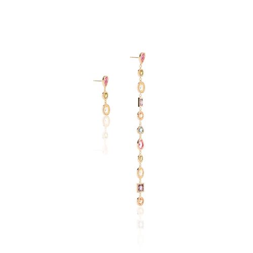 Brinco formas cristal citrino banho de ouro 18k