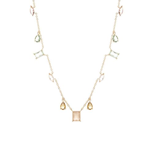 Colar formas cristal moganita banho de ouro 18k 51cm