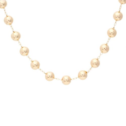 Colar Esferas 14mm 55cm Banho de Ouro 18K