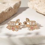 Brinco-Leque-de-Gotas-Cristal-Turmalina-Rosa.-Cristal-Citrino-Cristal-Quartzo-Rosa-Banhado-a-Ouro-18k