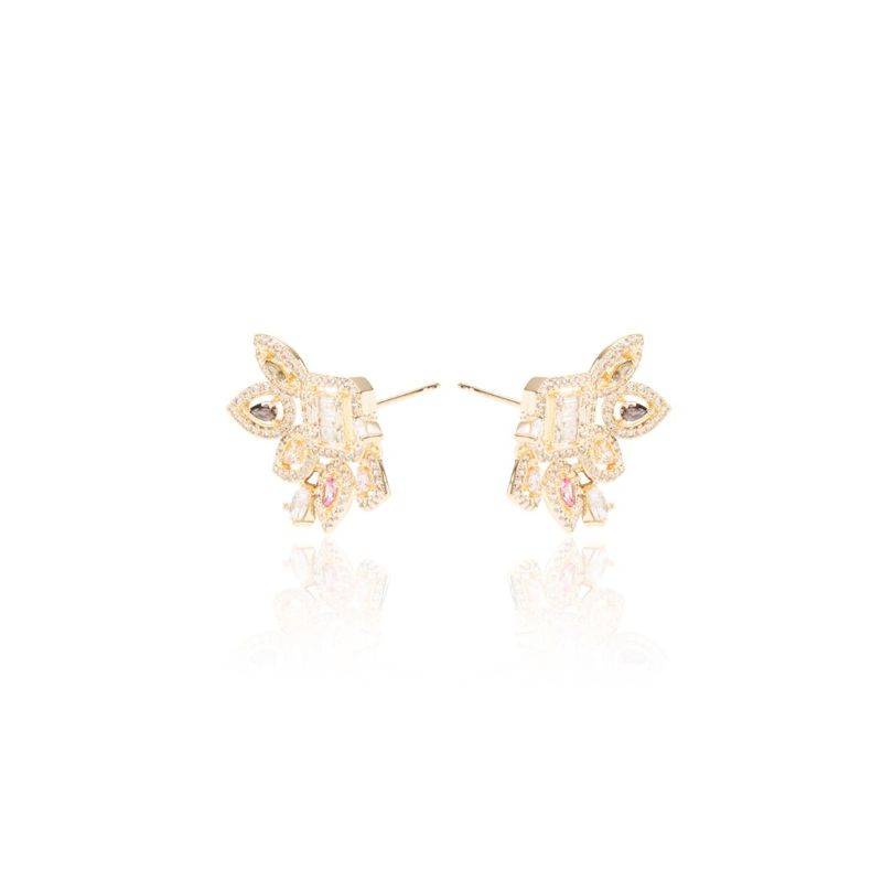 Brinco-Leque-de-Gotas-Cristal-Turmalina-Rosa.-Cristal-Citrino-Cristal-Quartzo-Rosa-Banhado-a-Ouro-18k