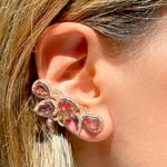 Brinco-ear-cuff-labirinto-de-gotas-cristal-rodolita-cravejado-banhado-a-ouro-18k-
