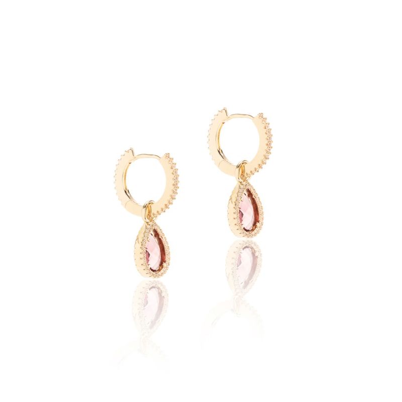 Brinco-argola-cristal-rodolita-gota-pendurada-banhado-a-ouro-18k