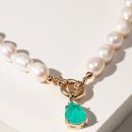 Colar-de-Perolas-com-Pedra-Fusion-de-Turmalina-em-Gota-Pendurada-Banhado-a-Ouro-18k-44cm