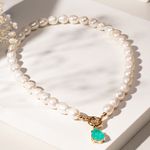 Colar-de-Perolas-com-Pedra-Fusion-de-Turmalina-em-Gota-Pendurada-Banhado-a-Ouro-18k-44cm