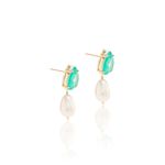 Brinco-perola-com-fusion-de-turmalina-em-gota-pendurada-banhado-a-ouro-18k