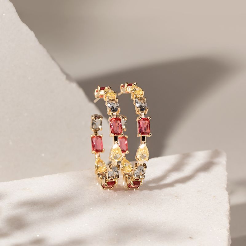 Brinco-Argola-Cristais-de-Turmalina-Rosa-Ametista-e-Citrino-em-Formas-Banho-de-Ouro-18k