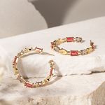 Brinco-Argola-Cristais-de-Turmalina-Rosa-Ametista-e-Citrino-em-Formas-Banho-de-Ouro-18k