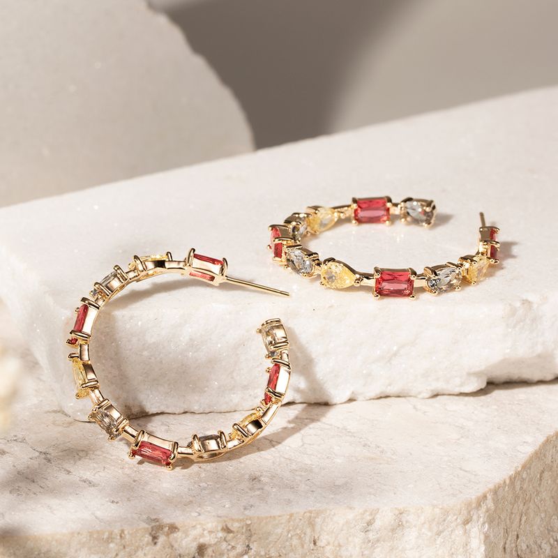 Brinco-Argola-Cristais-de-Turmalina-Rosa-Ametista-e-Citrino-em-Formas-Banho-de-Ouro-18k
