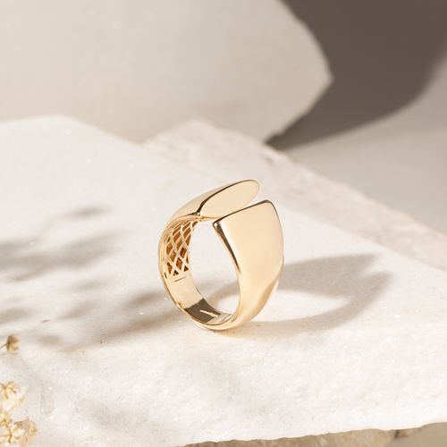 Anel Liso Fenda Banho de Ouro 18k