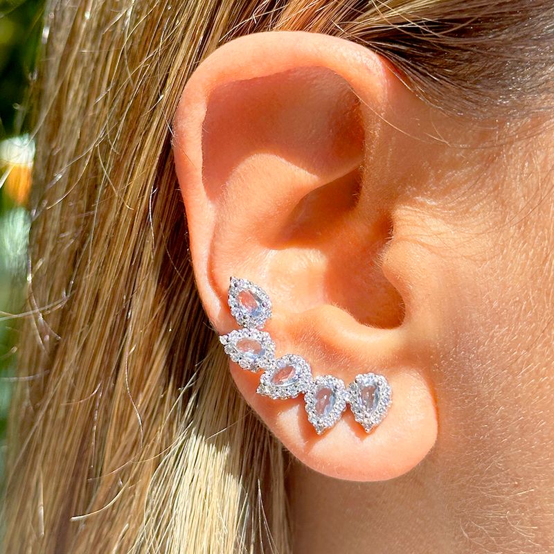 Brinco-Ear-Cuff-Gotas-Cristal-London-Blue-Banho-de-Rodio-Branco