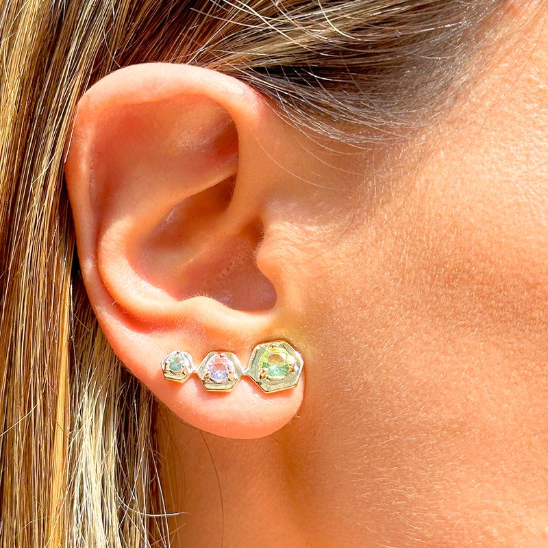Brinco-Ear-Cuff-Hexagono-Cristal-Berilo-Banho-de-Ouro-18k