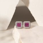 Brinco-Cristal-Turmalina-Rosa-Moldura-com-Cravacao-Invisivel-de-Zirconias-Brancas-Banho-de-Rodio-Branco