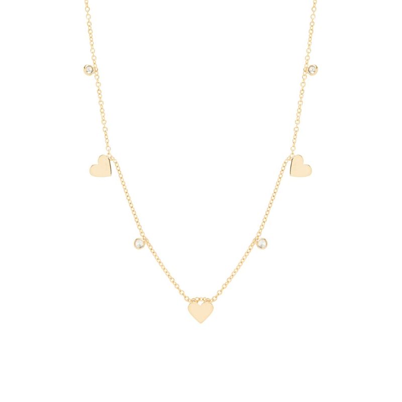 Colar-3-Coracoes-e-Ponto-de-Luz-com-Zirconia-Branca-Banho-de-Ouro-18k-Tam-44cm