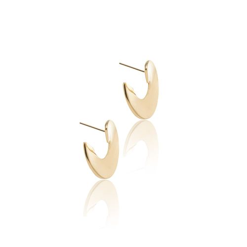 Brinco Liso Disco C Banho de Ouro 18k