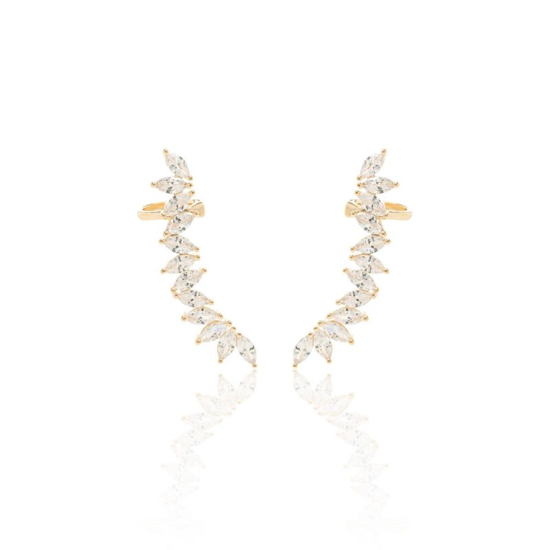 Brinco-Ear-Cuff-Zirconias-Brancas-Navetes-Banho-de-Ouro-18k