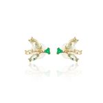 Brinco-Ramo-Cristais-Esmeralda-e-Ametista-Verde-com-Fecho-Perola-Banho-de-Ouro-18k