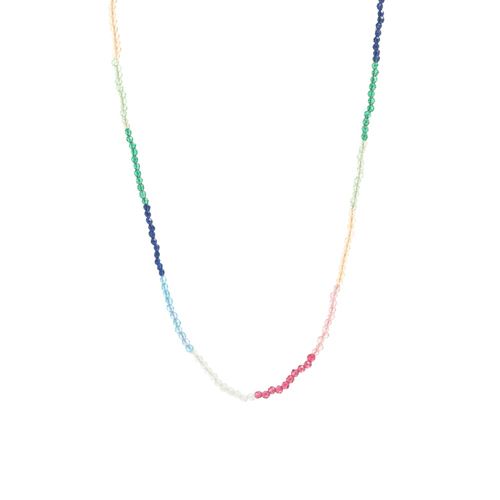 Colar Mix de Cristais Fio Banho de Ouro 18K 50 cm