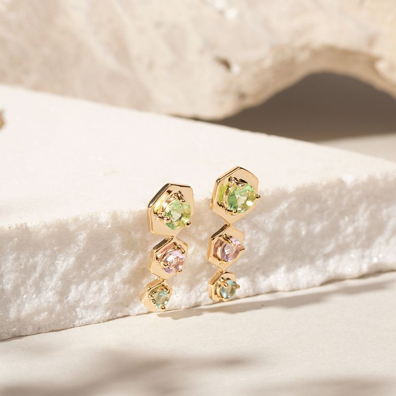Brinco-Ear-Cuff-Hexagono-Cristal-Berilo-Banho-de-Ouro-18k