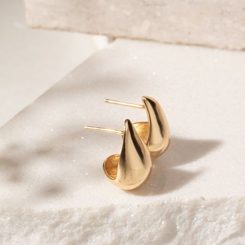 Brinco Gota em Cesto 20mm Banho de Ouro 18k