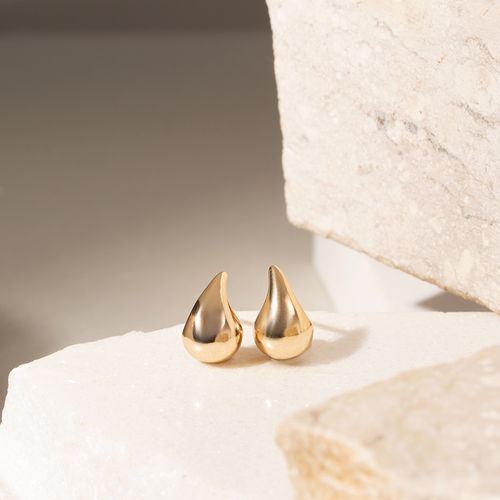 Brinco Gota em Cesto 10mm Banho de Ouro 18k