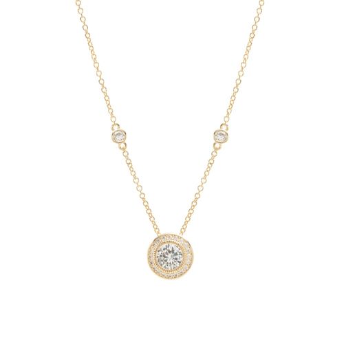 Colar Ponto de Luz com Zircônia Branca em Cravação Inglesa Banho de Ouro 18k Tam 50cm
