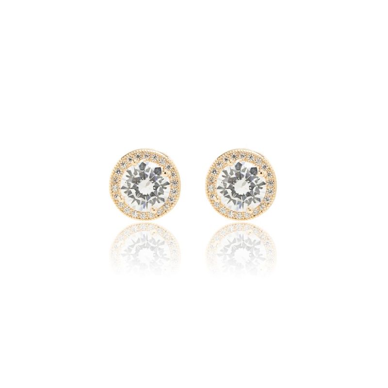 Brinco-Ponto-de-Luz-Cravacao-Halo-em-Garras-de-Zirconia-Branca-Banho-de-Ouro-18k