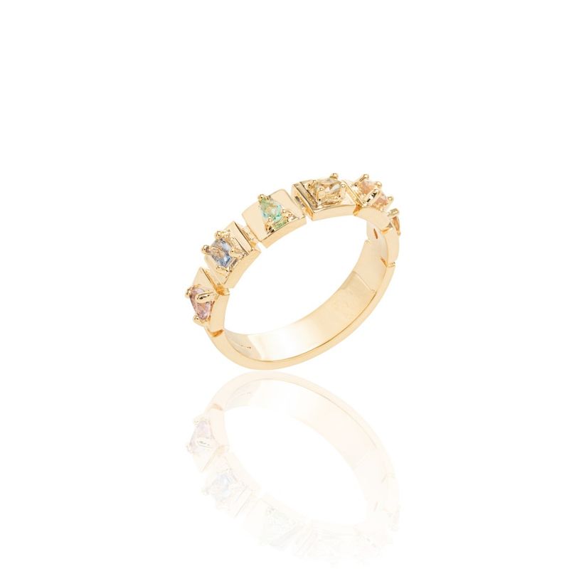 Anel-Placas-Cravejadas-com-Cristal-Paraiba-Cristal-Rodolita-e-Cristal-Tanzanita-Banho-de-Ouro-18k