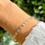 Bracelete-Placas-com-Cristal-Paraiba-Cristal-Rodolita-Cristal-Tanzanita-em-Formas-Banho-de-Ouro-18k