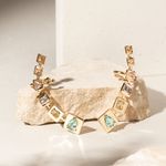 Brinco-Ear-Cuff-Placas-com-Cristal-Paraiba-Cristal-Rodolita-e-Cristal-Tanzanita-em-Formas-Banho-de-Ouro-18k