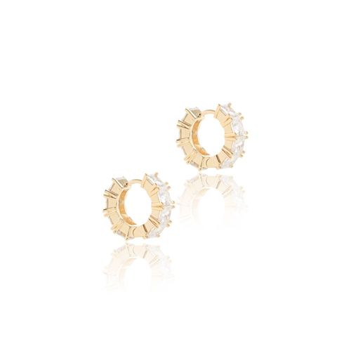 Brinco Argola Cravejado Zircônia Branca Banho de Ouro 18k