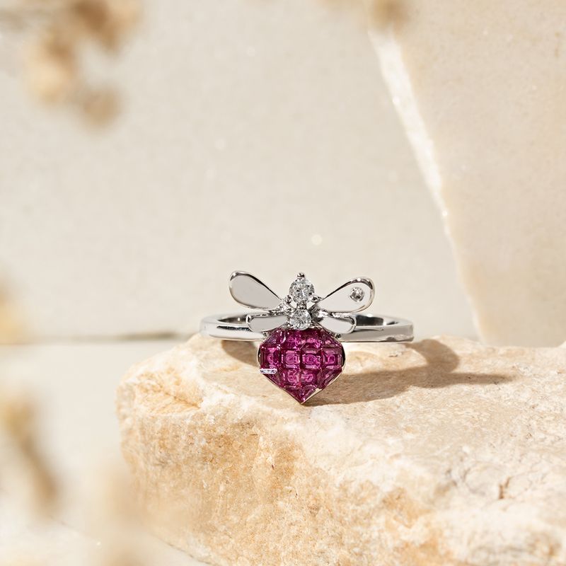 Anel-Borboleta-Mosaico-Cristal-Turmalina-Rosa-Cravacao-Invisivel---Banho-de-Rodio-Branco