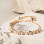 Pulseira-de-Zirconia-Branca-Oval-e-Navete-com-Corrente-Veneziana-1mm-e-Fecho-Deslizante---Banho-de-Ouro-18k