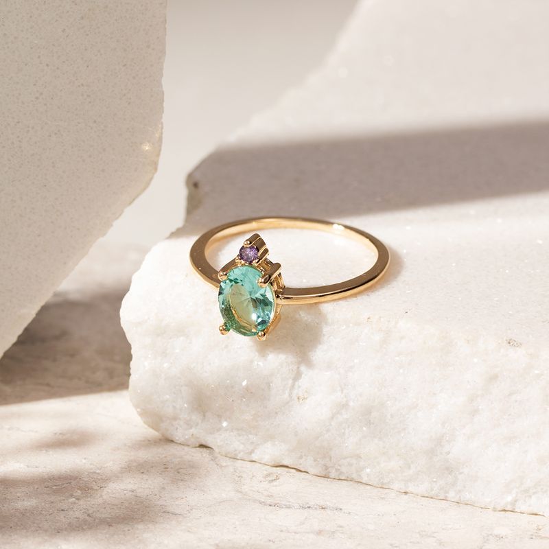 Anel-Solitario-de-Cristal-Paraiba-e-Zirconia-Roxa---Banho-de-Ouro-18k
