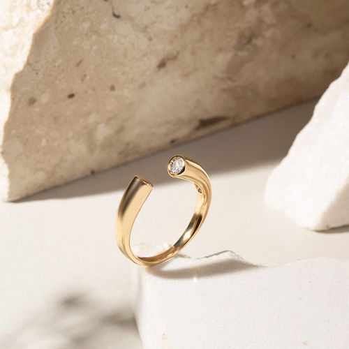 Anel Ponto de Luz Encontro com Zircônias Brancas - Banho de Ouro 18k