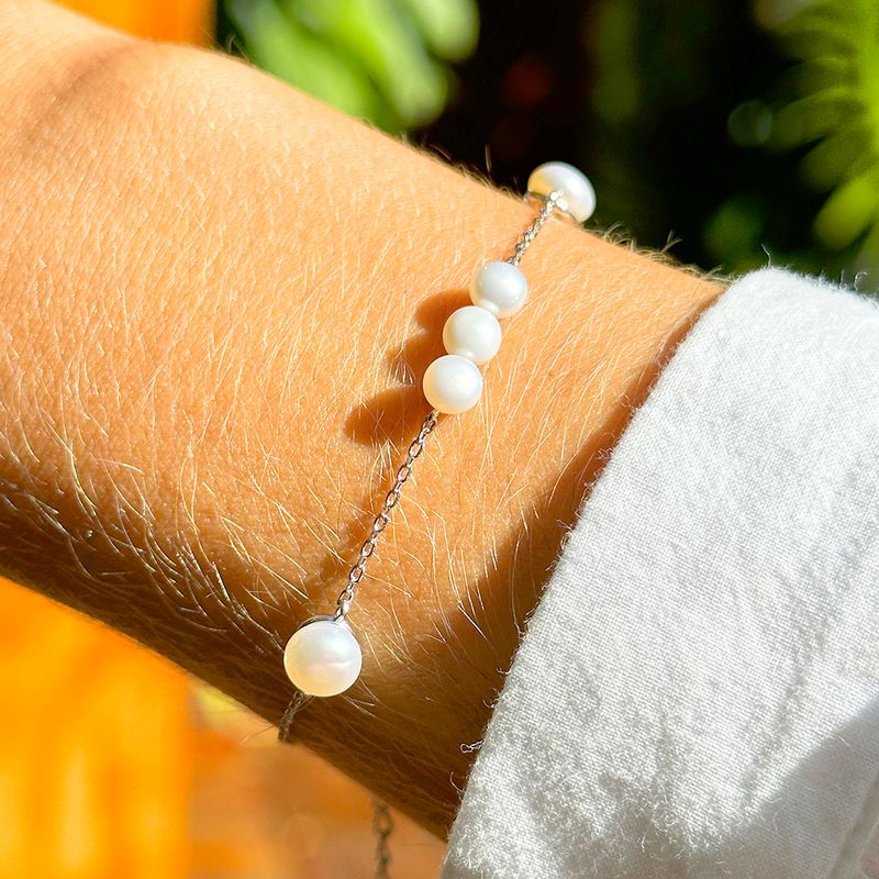 Pulseira-de-Perolas-de-Agua-Doce---20-cm---Prata-925