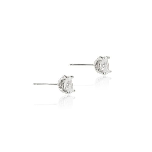 Brinco Oval Cravejado com Zircônia Branca - Prata 925