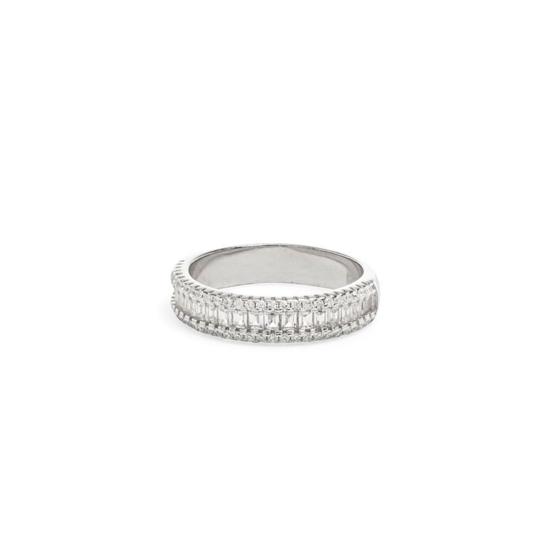 Anel-Solitario-Duplo-Quadrado-Bordado-com-Zirconia-Branca---Prata-925
