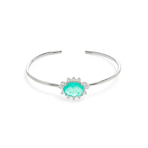 Bracelete Fusion Turmalina Oval Cravejado com Zircônias Brancas Prata 925