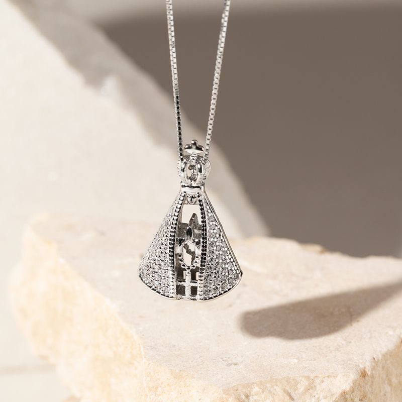 Colar-Nossa-Senhora-Aparecida-Cravejado-com-Zirconia-Branca-e-Zirconia-Azul-Escuro---50cm---Prata-925